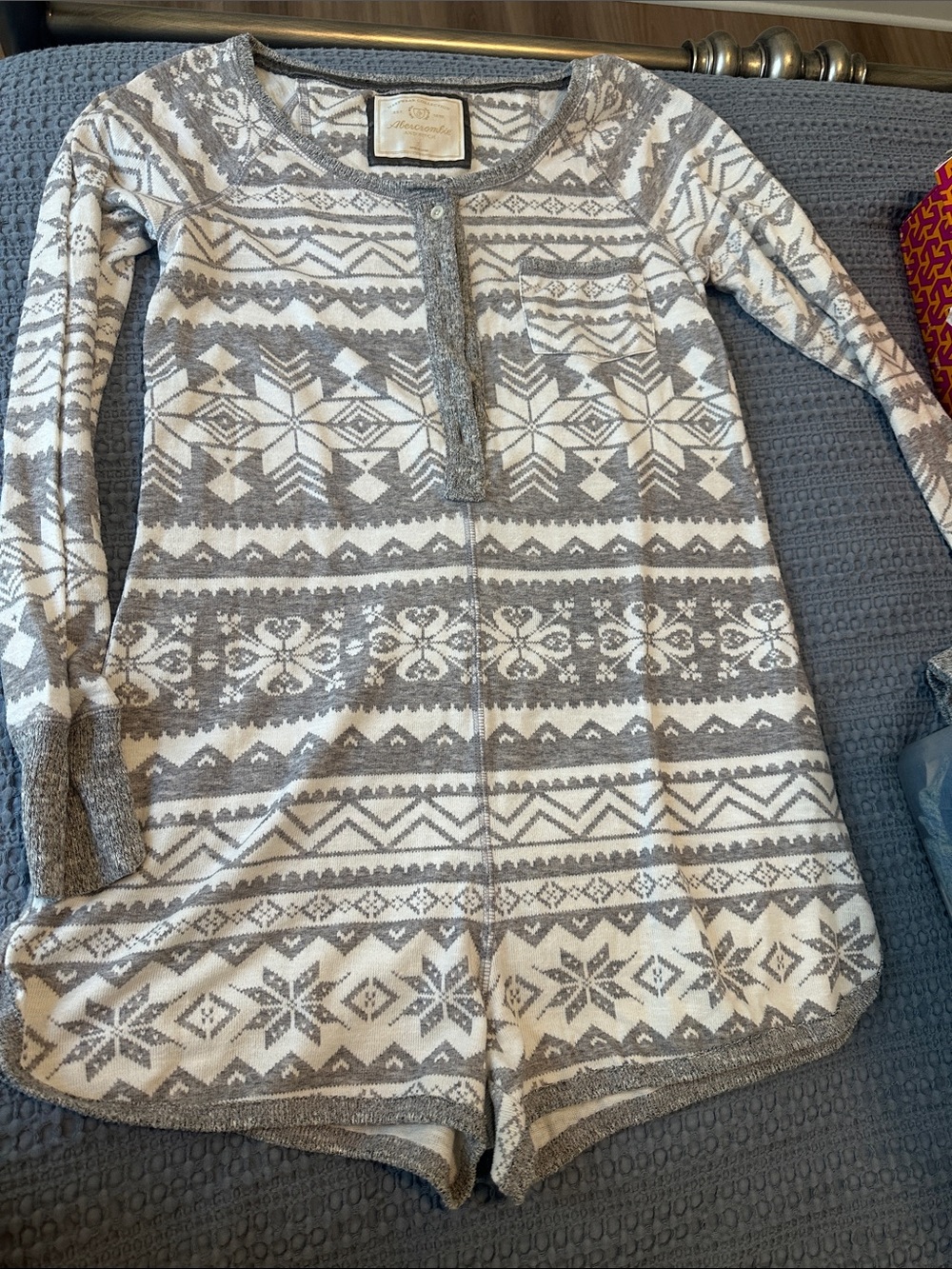 Abercrombie & Fitch Cream and Gray Fair Isle Romper